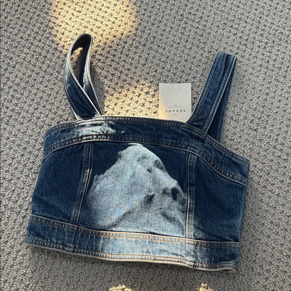 NWT Sezane Hermance blue denim top ( sz34/ US 2)